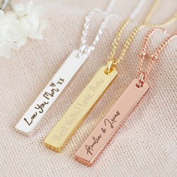Personalised 'Your Handwriting' Flat Bar Pendant Necklace
