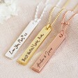 Lisa Angel Laser Engraved Personalised 'Your Handwriting' Flat Bar Pendant Necklace