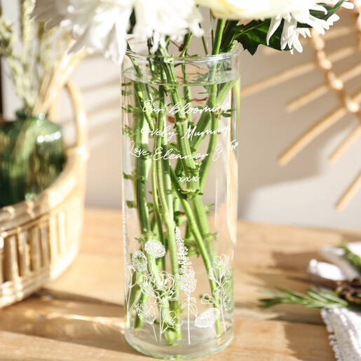 Lisa Angel Personalised Wildflower Cylinder Glass Vase, H25cm