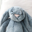 Lisa Angel with Cuddly Jellycat Bashful Dusky Blue Bunny Soft Toy