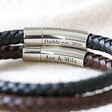 Lisa Angel Men's Personalised Engraved 'Trigger Happy' Leather Bracelets