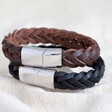 Lisa Angel Men's Thick Black Woven Leather Bracelet