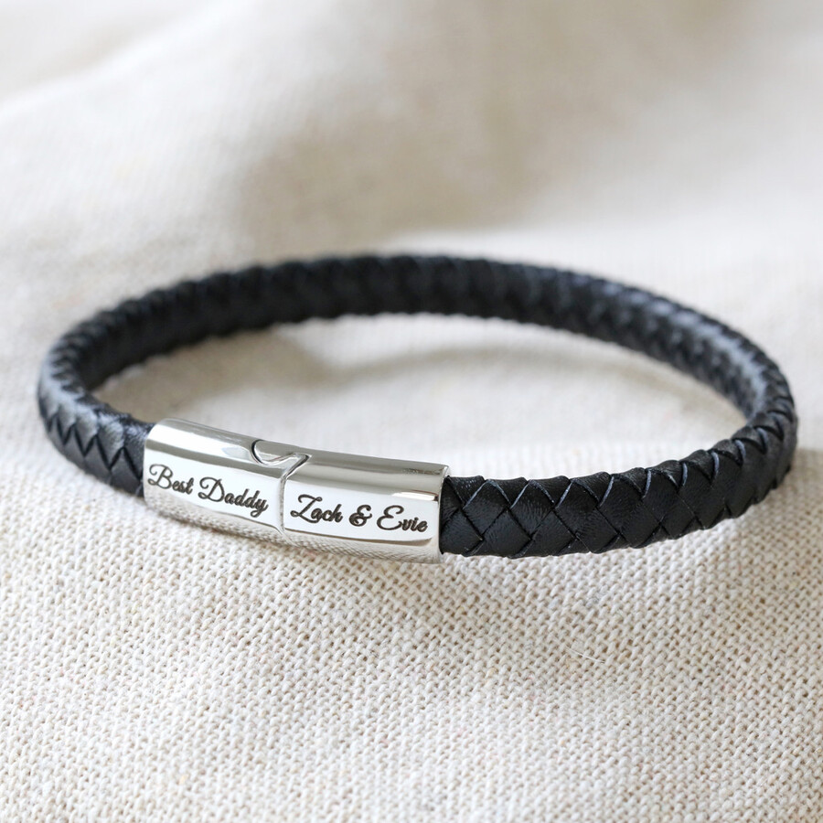 Men's Engraved Woven Bracelet with Clasp | Lisa Angel