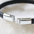 Men's Engraved Black Woven Bracelet with Magnetic Clasp
