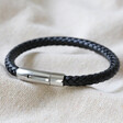 Men's Personalised Valentine's Leather Bracelet in Black