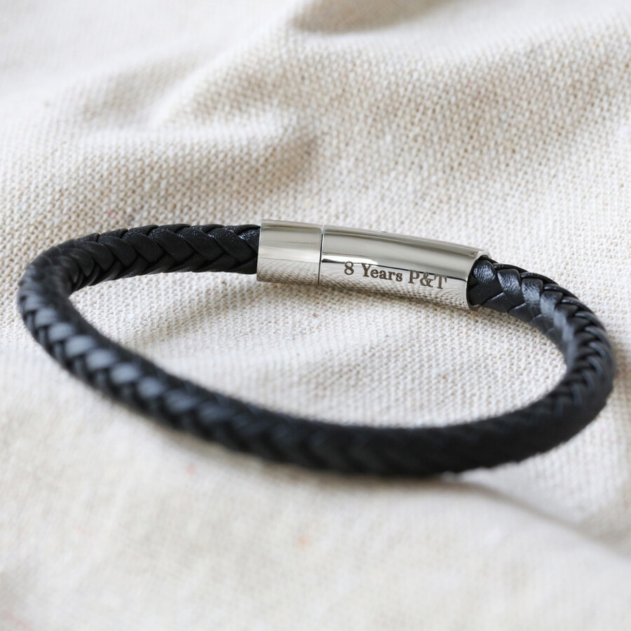 Men's Personalised Anniversary Leather Bracelet | Lisa Angel