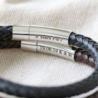 Men's Personalised Anniversary Leather Bracelet