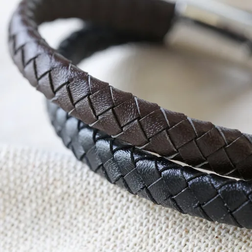Lisa Angel Men's Engraved Personalised Anniversary Woven Bracelet Colours 