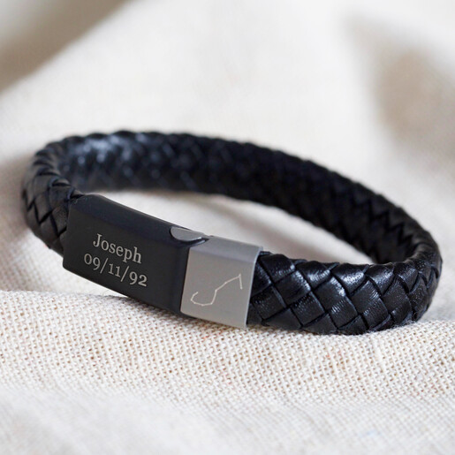 mens black personalised bracelet