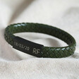 Lisa Angel Men's Green Personalised Initials Woven Leather Bracelet