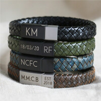 Men's Personalised Initials Woven Leather Bracelet