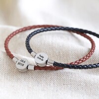 Men's Personalised Leather Bracelet with Disc Clasp