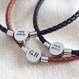 Lisa Angel Men's Personalised Leather Bracelet with Disc Clasp