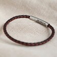 Men's Personalised Slim Brown Woven Leather Bracelet