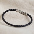 Men's Personalised Slim Black Woven Leather Bracelet