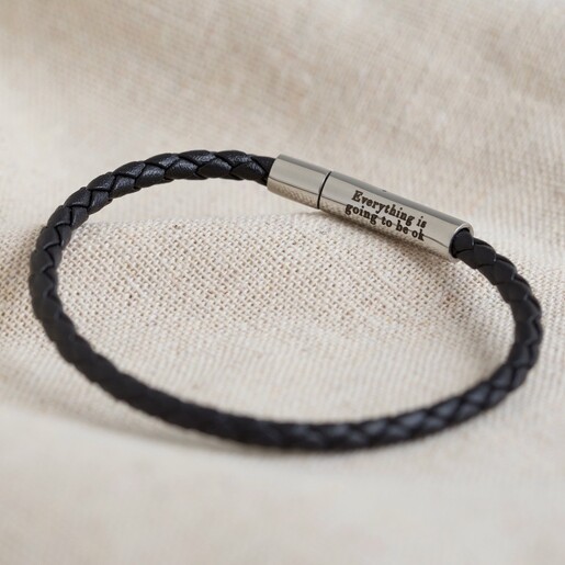 Men's Personalised Slim Leather Bracelet Jewellery Bracelets Woven & Braided Bracelets 
