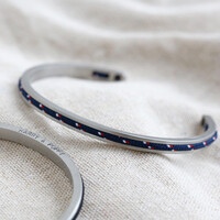 Men's Personalised Stainless Steel and Cord Bangle