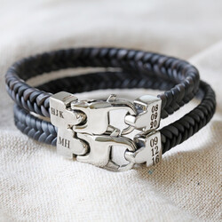 Men's Personalised Tight Braid Leather Bracelet