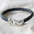 Lisa Angel Men's Engraved Personalised Tight Black Braid Leather Bracelet