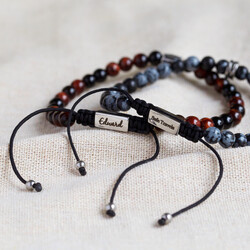 Men's Personalised Semi-Precious Stone Adjustable Bracelet