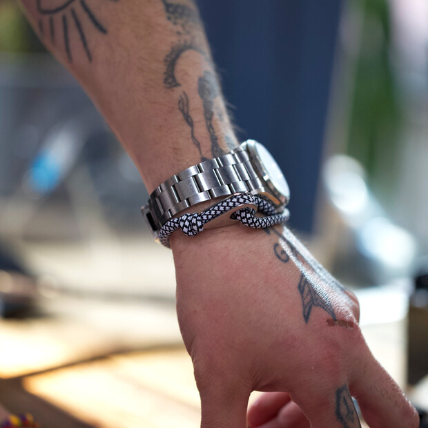 Men's Adjustable Black and White Rope Bracelet Lisa Angel