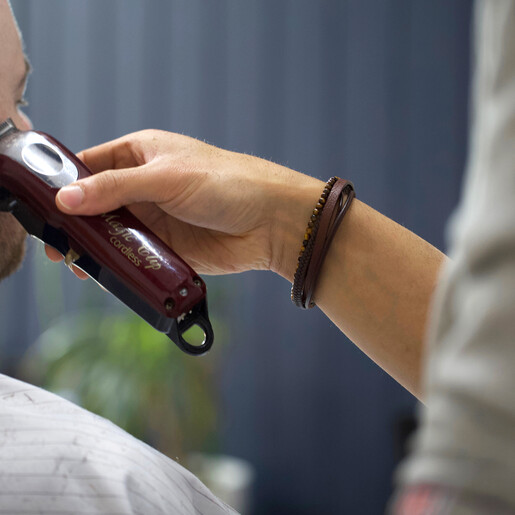 Lisa Angel Men's Leather and Tiger Eye Bead Bracelet on Model