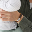 Lisa Angel Men's Personalised Leather and Tiger Eye Bead Bracelet with Model