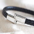Men's Black Woven Bracelet with Shiny Clasp From Lisa Angel