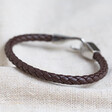 Lisa Angel Men's Brown Woven Leather Hook Clasp Bracelet back of clasp