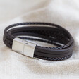 Lisa Angel Men's Layered Leather Straps Bracelet in Brown