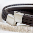 Men's Layered Leather Straps Bracelet in Brown