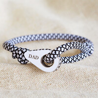 Men's Personalised Adjustable Black and White Rope Bracelet