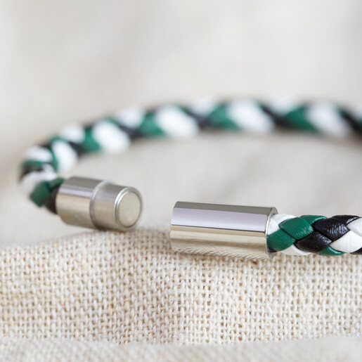 Lisa Angel Men's Magnetic Slim Block Colour Braided Leather Bracelet