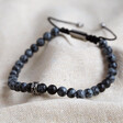 Lisa Angel Stylish Men's Snowflake Obsidian Stone Adjustable Bracelet