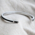Men's Stainless Steel and Black Cord Bangle for Him