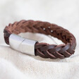 Lisa Angel Men's Thick Dark Brown Woven Leather Bracelet - Medium