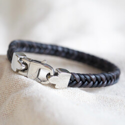 Men's Tight Braid Leather Bracelet in Brown