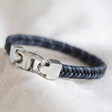 Lisa Angel Men's Tight Braid Leather Bracelet in Grey