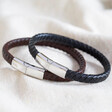 Lisa Angel Men's Woven Leather Bracelet with Shiny Clasp