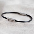 Lisa Angel Men's Personalised Magnetic Leather Cord and Bar Bracelet in Black