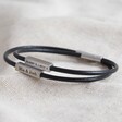 Lisa Angel Men's Personalised Leather Cord and Bar Bracelet in Black