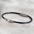 Lisa Angel Men's Stylish Personalised Leather Cord and Bar Bracelet in Black