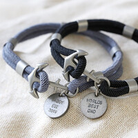 Personalised Men's Rope and Anchor Bracelet