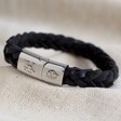 Personalised Men's Thick Woven Black Leather Bracelet