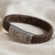Men's Personalised Handwriting Brown Woven Leather Bracelet