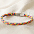 Lisa Angel Engraved Personalised Slim Rainbow Braided Leather Bracelet