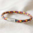 Lisa Angel Men's Personalised Slim Rainbow Braided Leather Bracelet