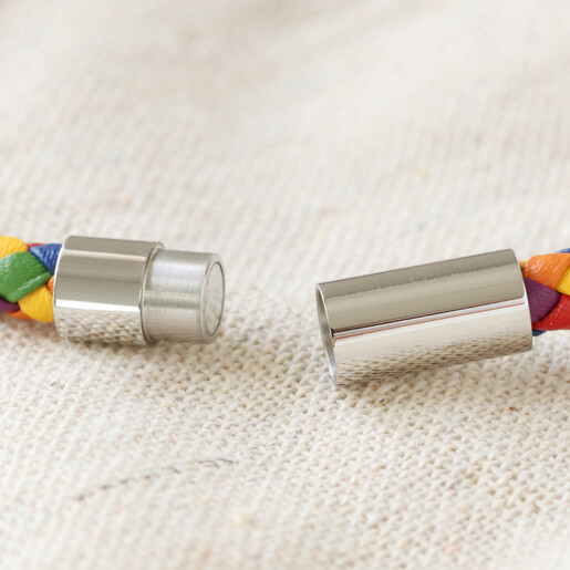 Lisa Angel Personalised Slim Rainbow Braided Leather Bracelet