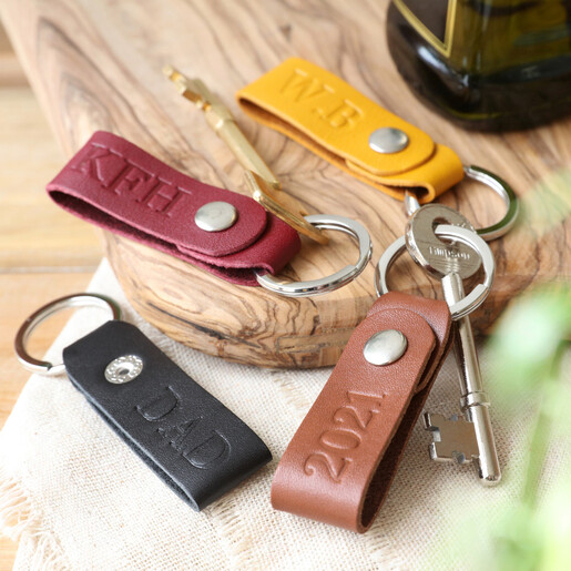Lisa Angel Personalised Debossed Leather Strap Keyring