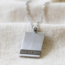 Men's Personalised Bar Brushed Stainless Steel Tag Necklace